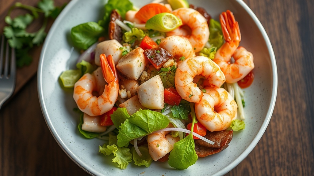 Sardine and Shrimp Salad with Kewpie Dressing