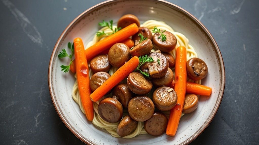 Sausage and Mushroom Skillet with Honey-Glazed Carrots