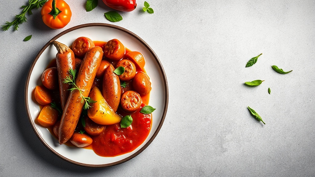 Sausage and Peppers with Tomato Purée