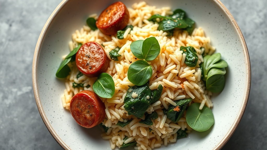 Sausage and Spinach Rice Bowl