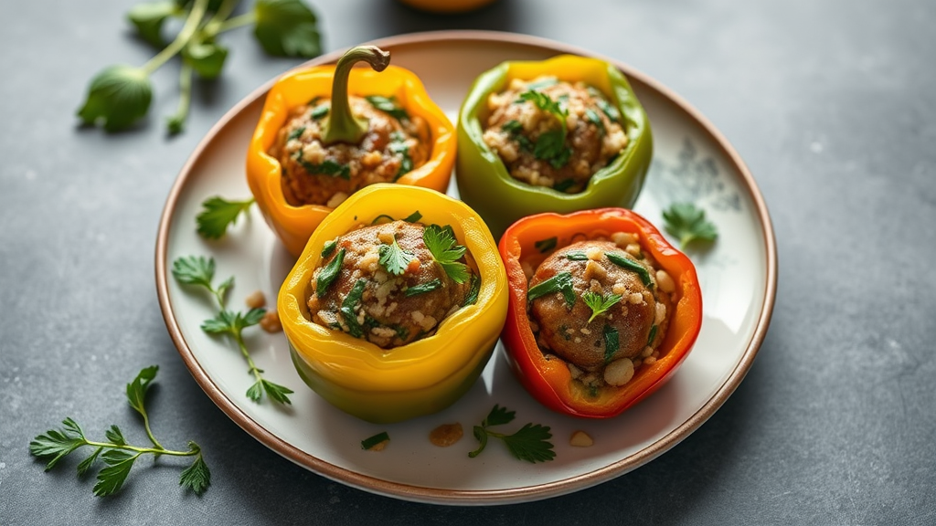 Sausage and Spinach Stuffed Bell Peppers