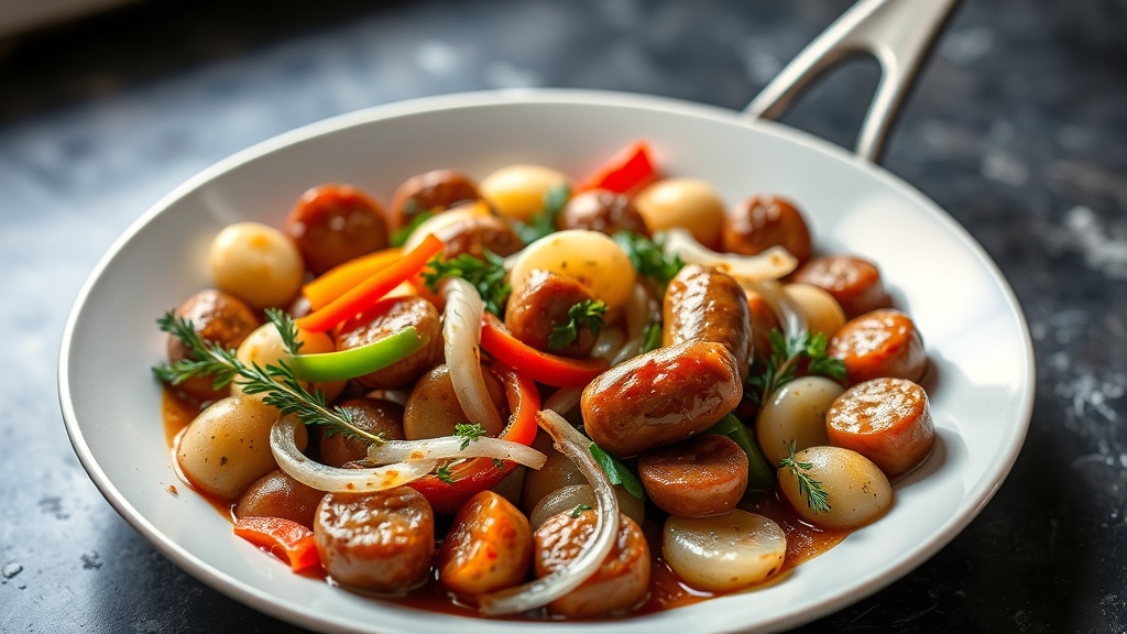 Sausage, Peppers, Onions, and Potatoes Skillet