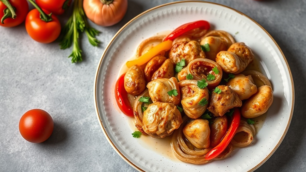 Sautéed Chicken with Bell Peppers and Onions