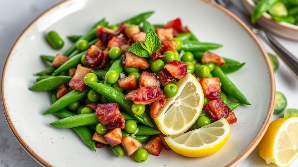 Sautéed Green Peas and Bacon with Mint and Lemon
