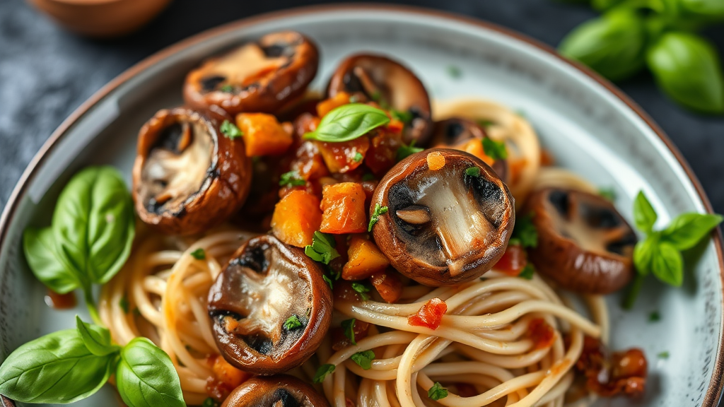 Sautéed Oyster Mushrooms with Pancetta and Thai Basil