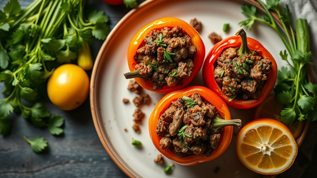 Savory Beef and Herb Stuffed Bell Peppers