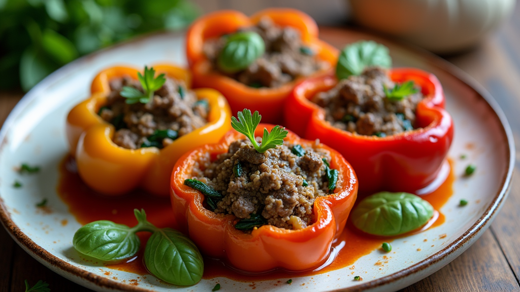 Savory Beef and Spinach Stuffed Peppers