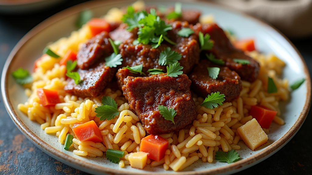 Savory Beef and Vegetable Rice Bake