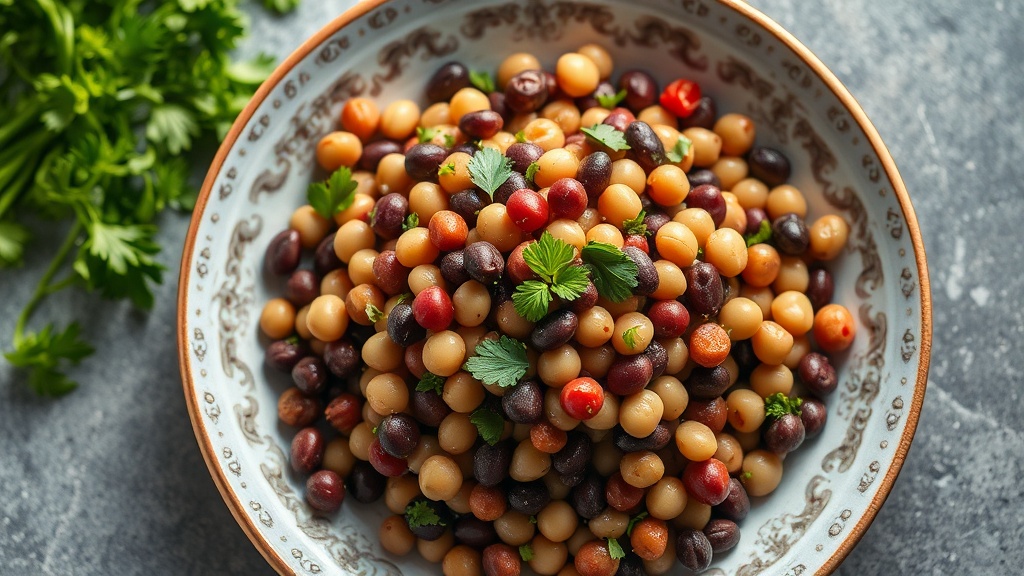Savory Black Eyed Peas and Mung Bean Salad