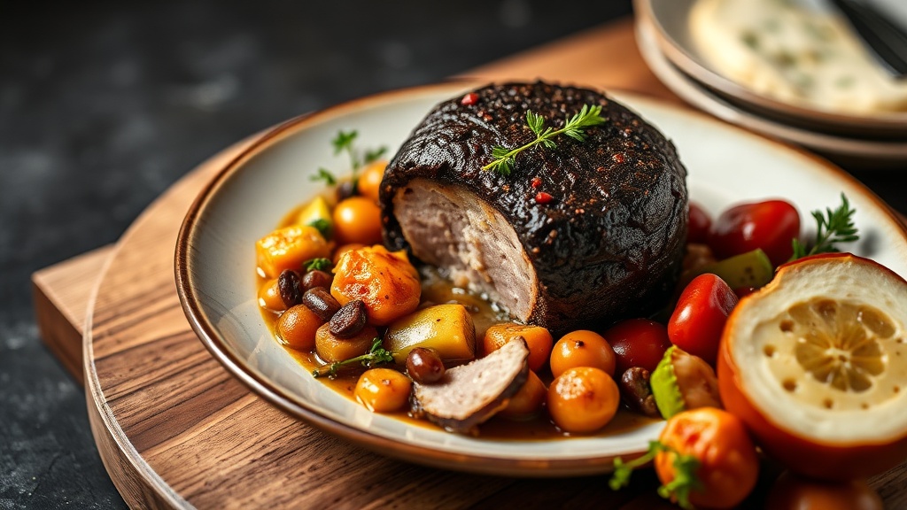 Savory Black Pudding, Ham, and Cheese Bake