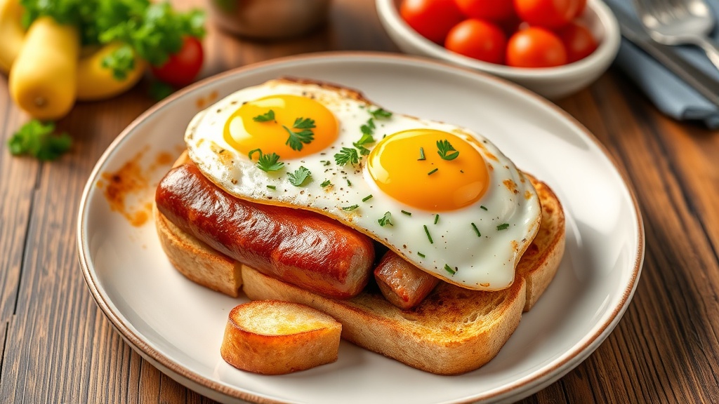 Savory Breakfast Sausage and Egg Toast