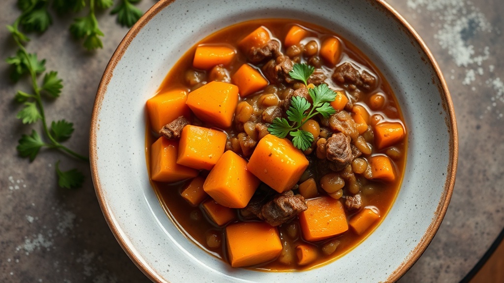 Savory Butternut Squash and Beef Lentil Stew