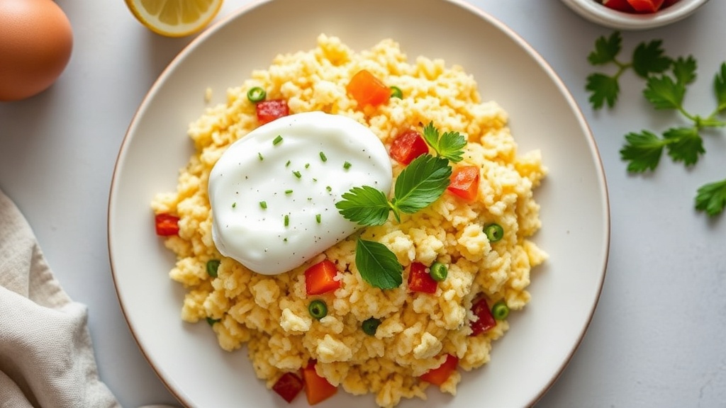 Savory Cauliflower Rice Scramble with Egg Whites and Protein Powder