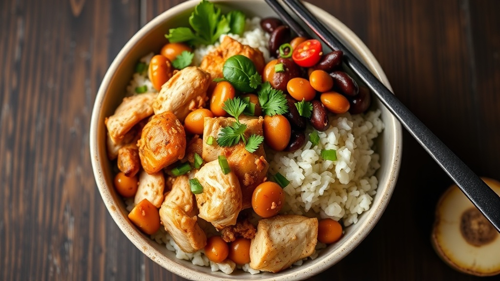 Savory Chicken and Bean Rice Bowl