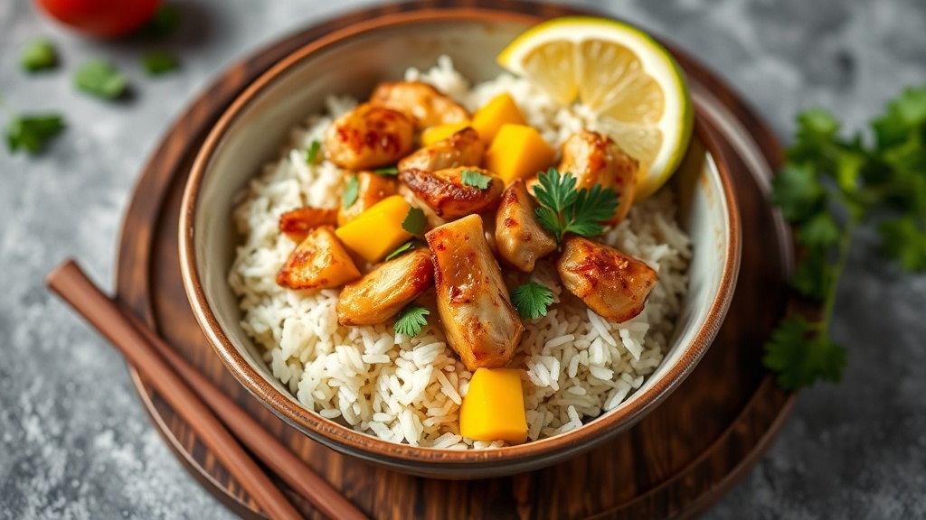 Savory Chicken and Mango Rice Bowl