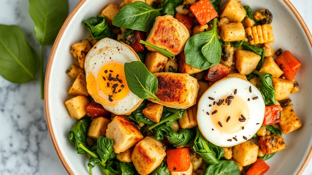 Savory Chicken and Spinach Breakfast Hash