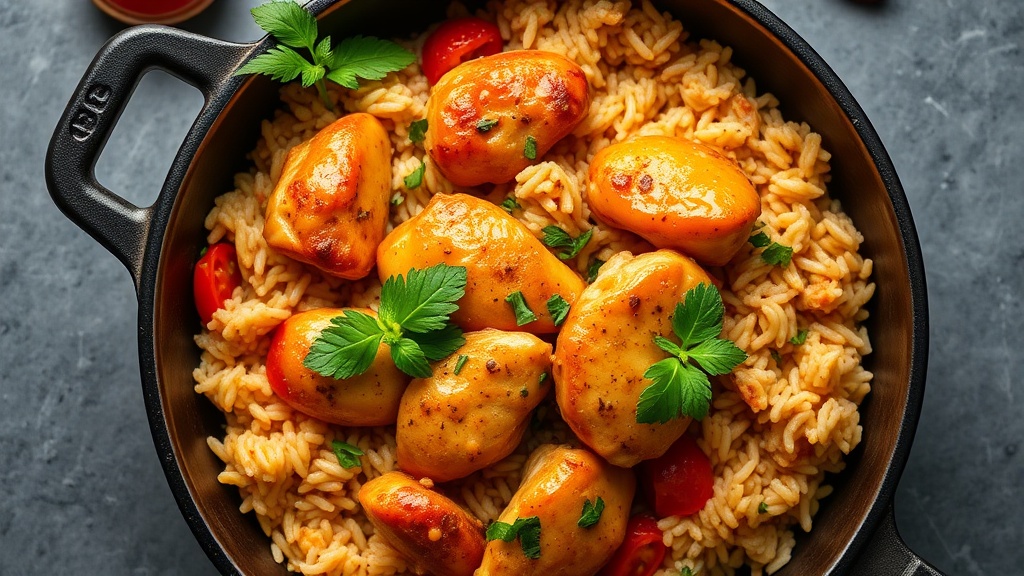Savory Chicken and Tomato Rice Skillet