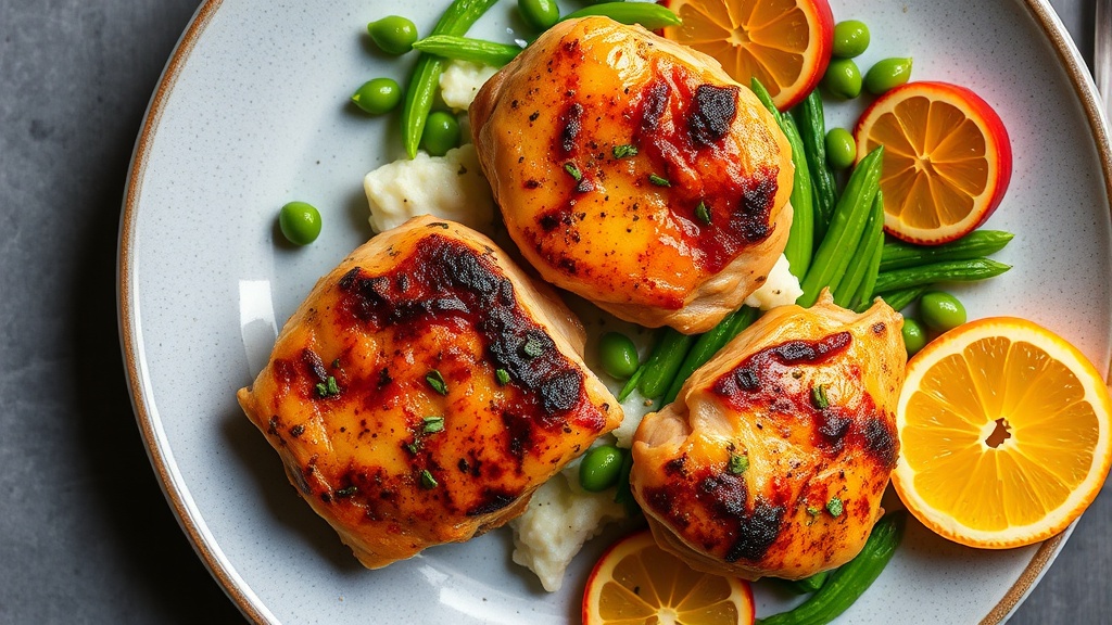Savory Chicken Thighs with Edamame and Citrus Salad
