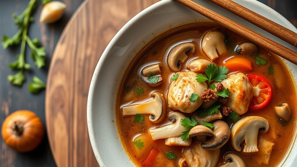 Savory Chinese Chicken and Mushroom Soup