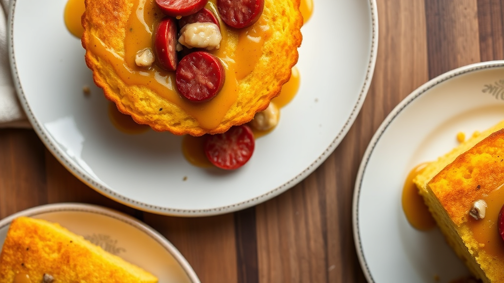 Savory Cornbread with Smoked Sausage and Honey Mustard Glaze