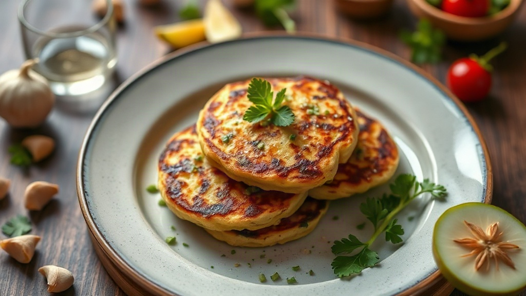 Savory Cornmeal Garlic Pancakes