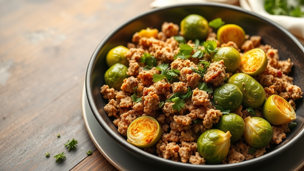 Savory Ground Turkey and Brussels Sprouts Skillet