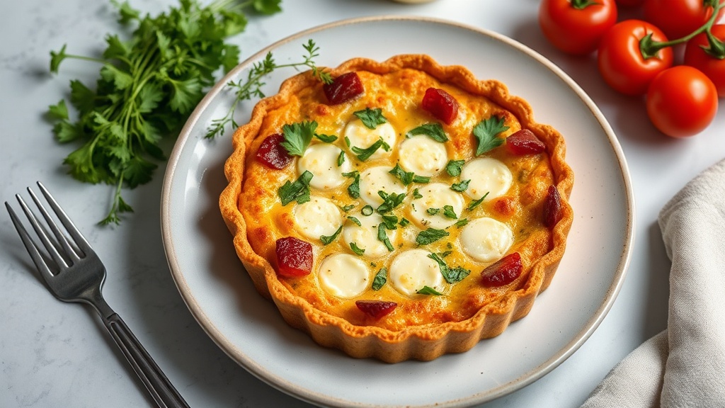Savory Herb and Cheese Quiche with a Sweet Potato Crust