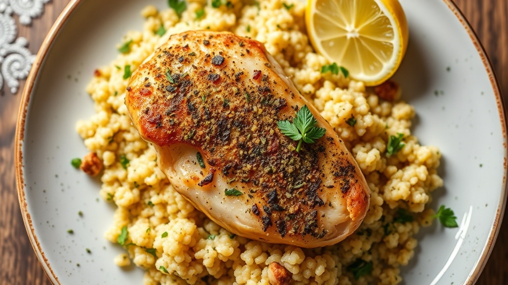 Savory Herb-Crusted Chicken with Lemon Garlic Quinoa