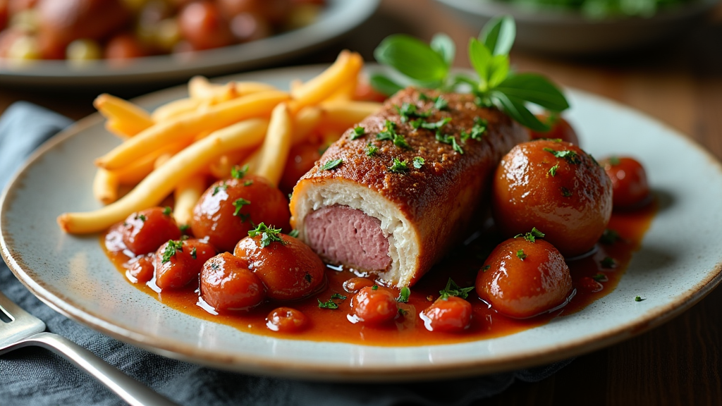Savory London Broil and Brautwurst Casserole