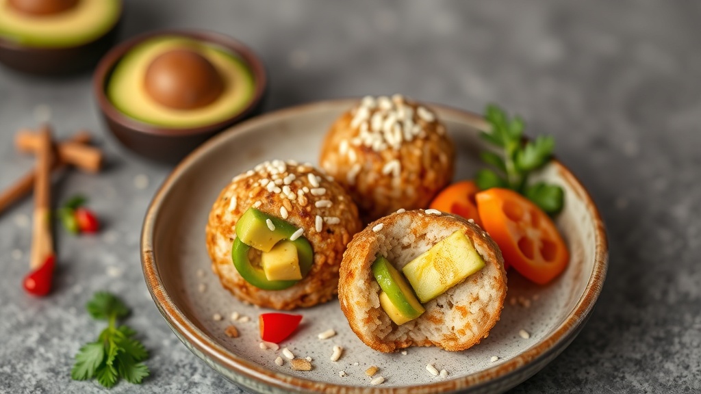 Savory Miso Rice Balls with Avocado and Sesame