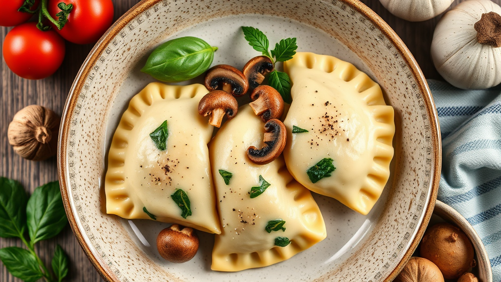 Savory Mushroom and Spinach Pierogi