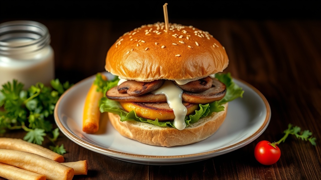 Savory Mushroom Mayonnaise Burger