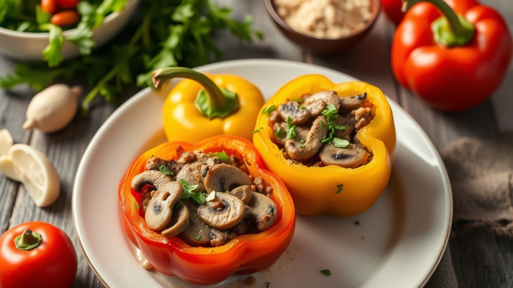 Savory Pork and Mushroom Stuffed Bell Peppers