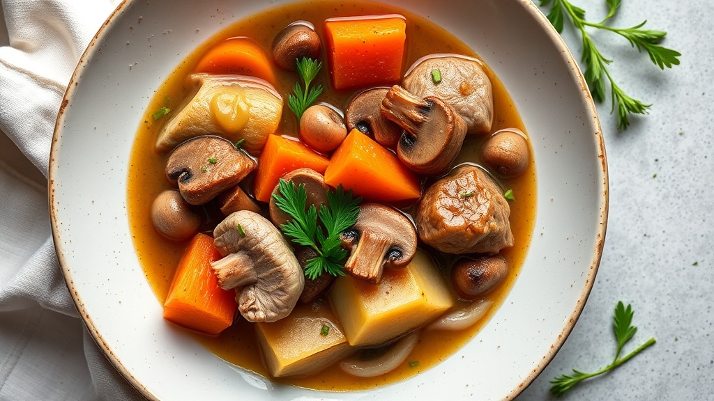 Savory Pork Stew with Carrots, Mushrooms, and Celery