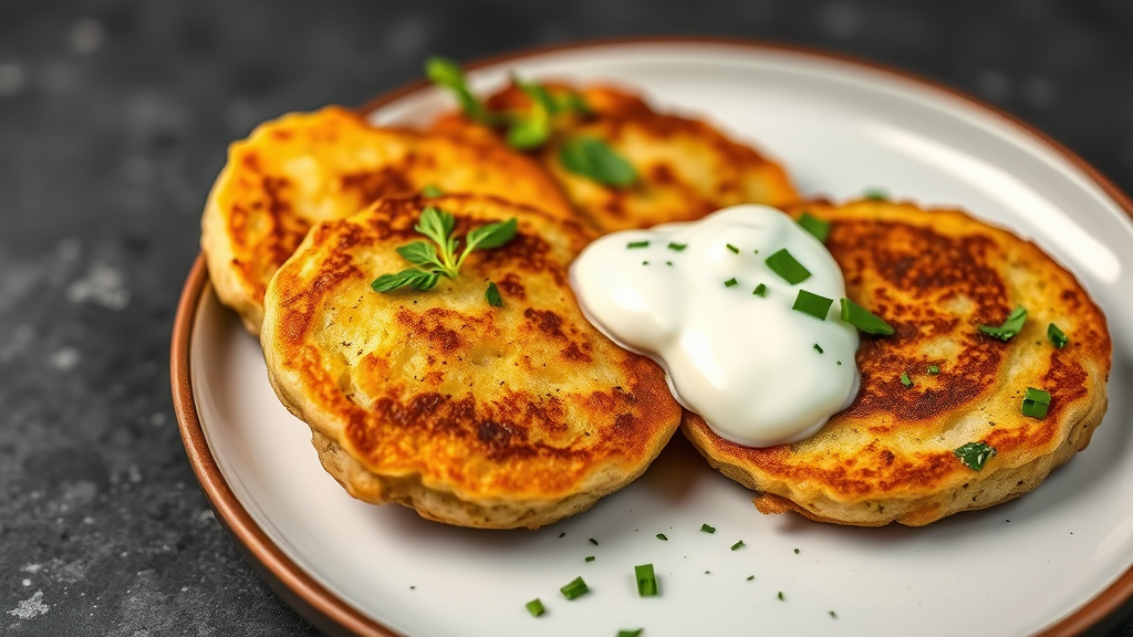 Savory Potato Pancakes with Herb Yogurt Sauce