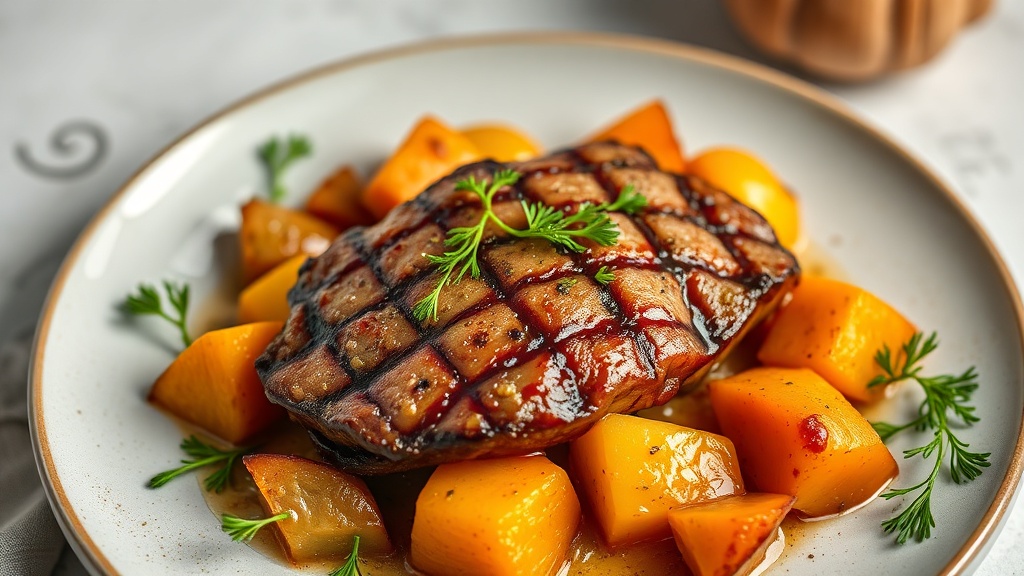 Savory Pumpkin and Potato Bake with Steak