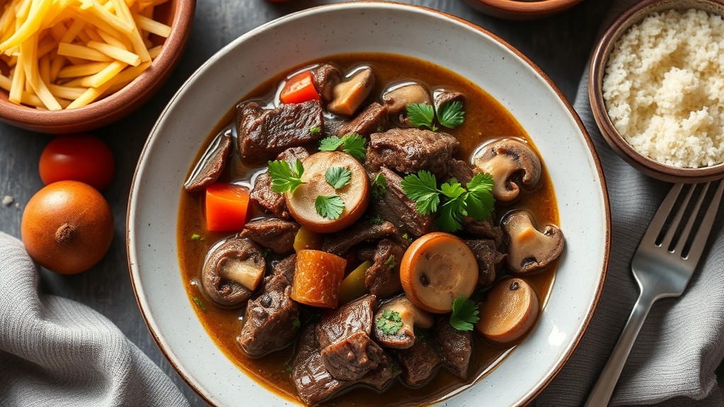 Savory Shaved Beef and Mushroom Stew