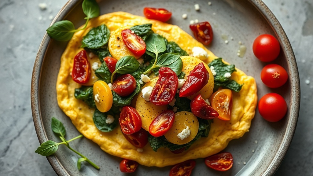Savory Spinach and Feta Omelet with Sun-Dried Tomatoes