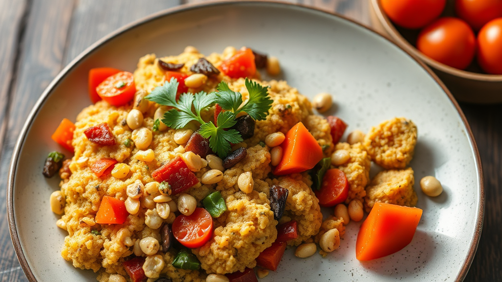 Savory Steel Cut Oat and Cornmeal Vegetable Bake