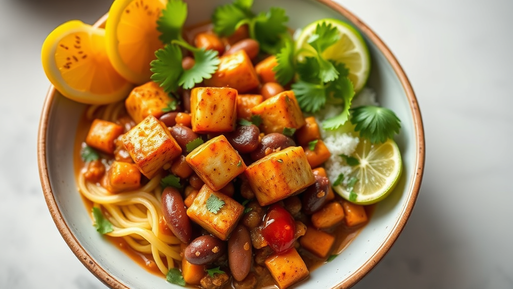 Savory Tofu and Bean Chili Bowl