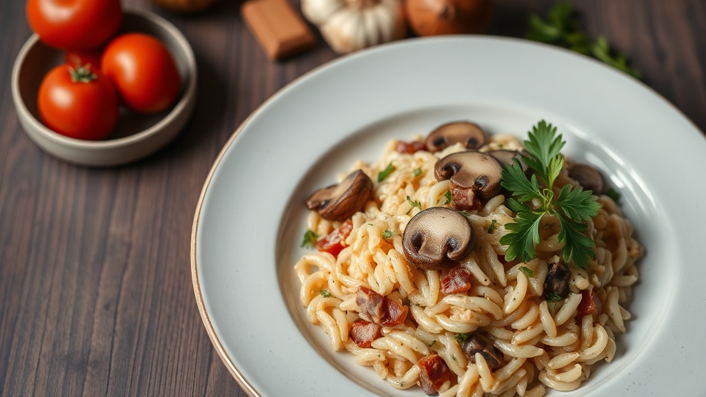Savory Turkey and Ham Mushroom Risotto