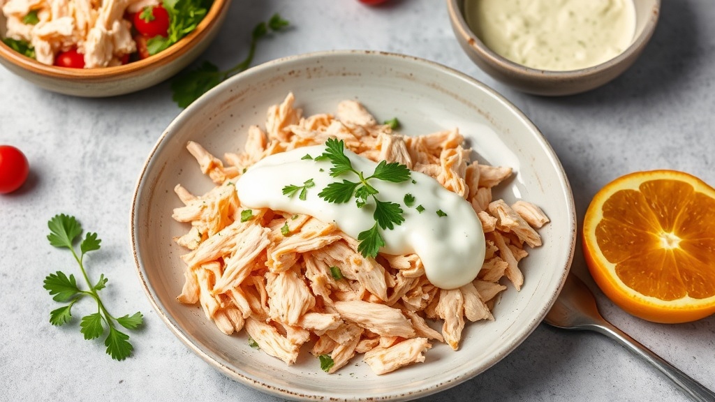Shredded Chicken with Sour Cream and Herb Sauce