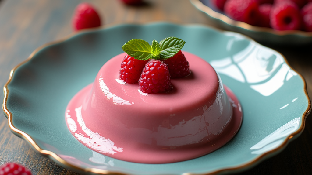 Silky Raspberry Mint Pudding