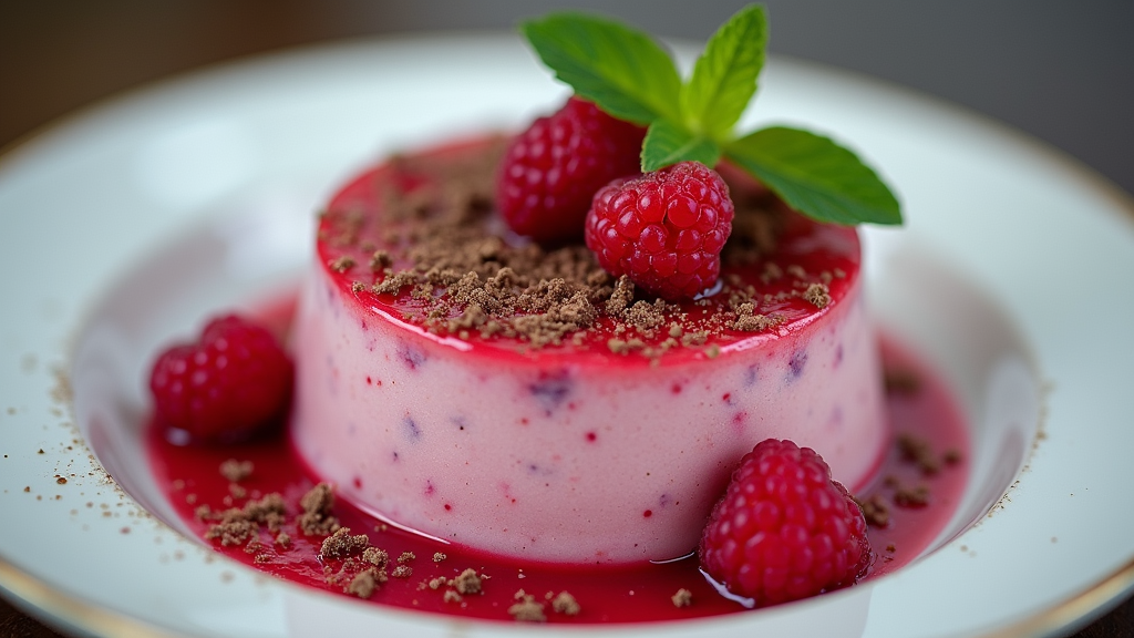 Silky Raspberry Mint Pudding