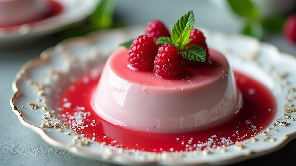 Silky Raspberry Mint Pudding
