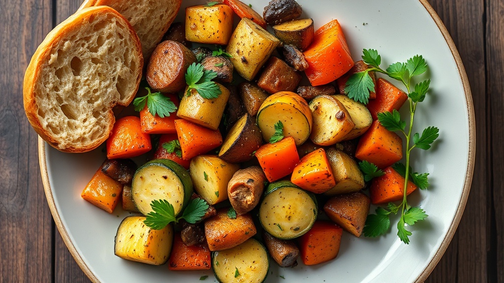 Skillet Root Vegetable and Zucchini Medley with Herb Bread