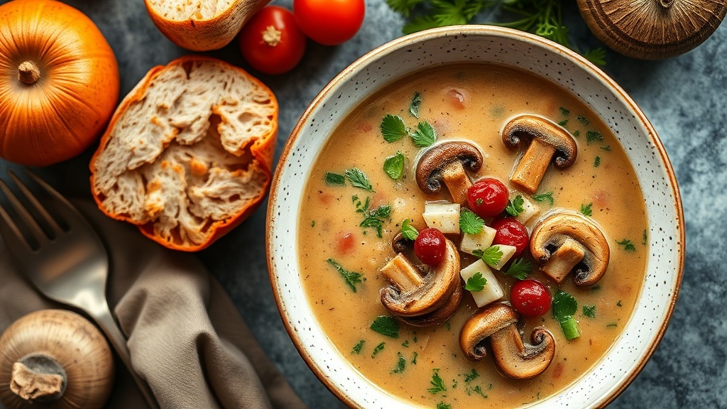 Smoked Chicken and Mushroom Soup