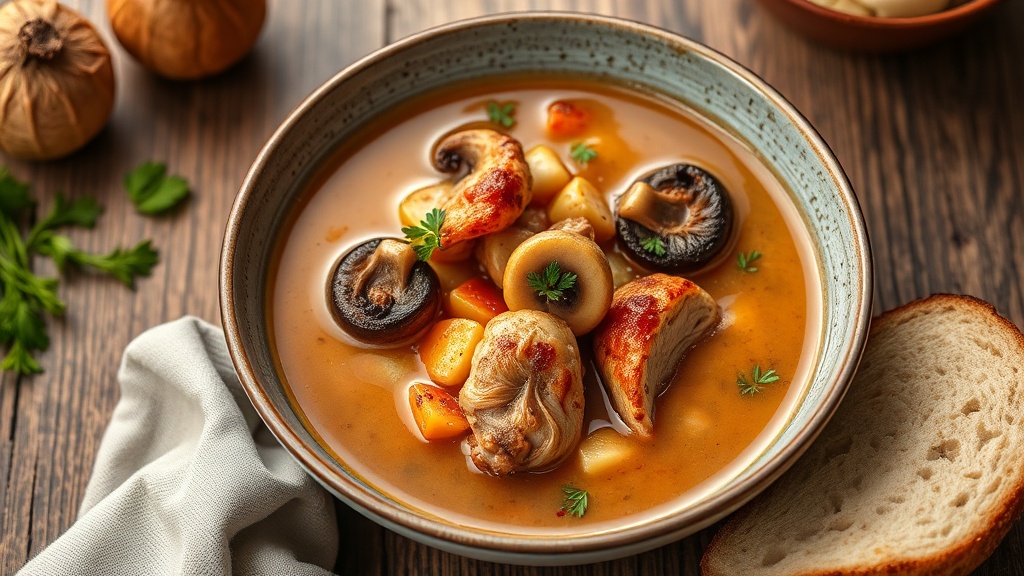 Smoked Chicken and Mushroom Soup