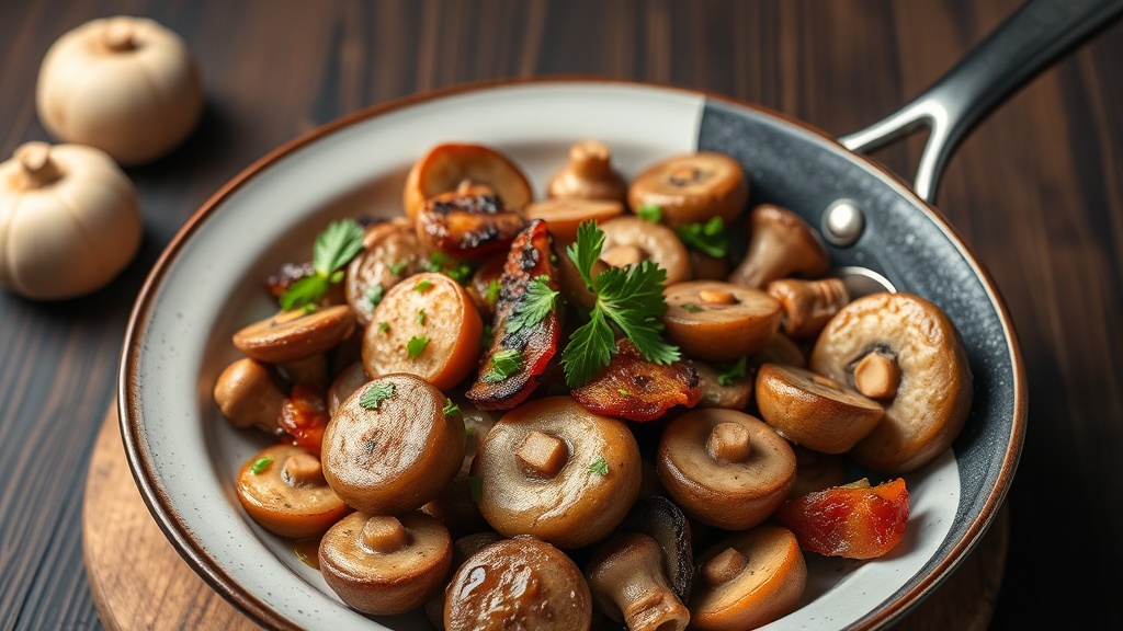 Smoky Sausage and Bacon Mushroom Skillet