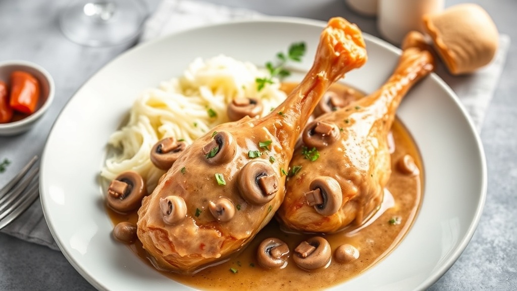 Smothered Chicken Legs with Mushroom Gravy